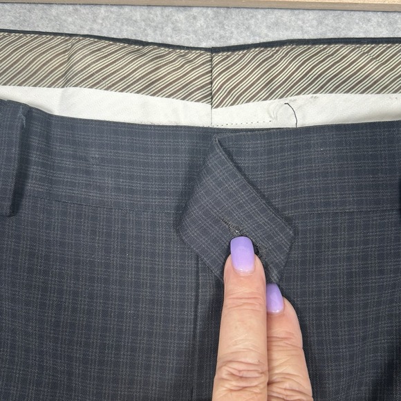 Ralph Lauren Dress Slack Pant Black Check Men Sz 38x32 Poly/Rayon Cuffed Pleated - Picture 7 of 8